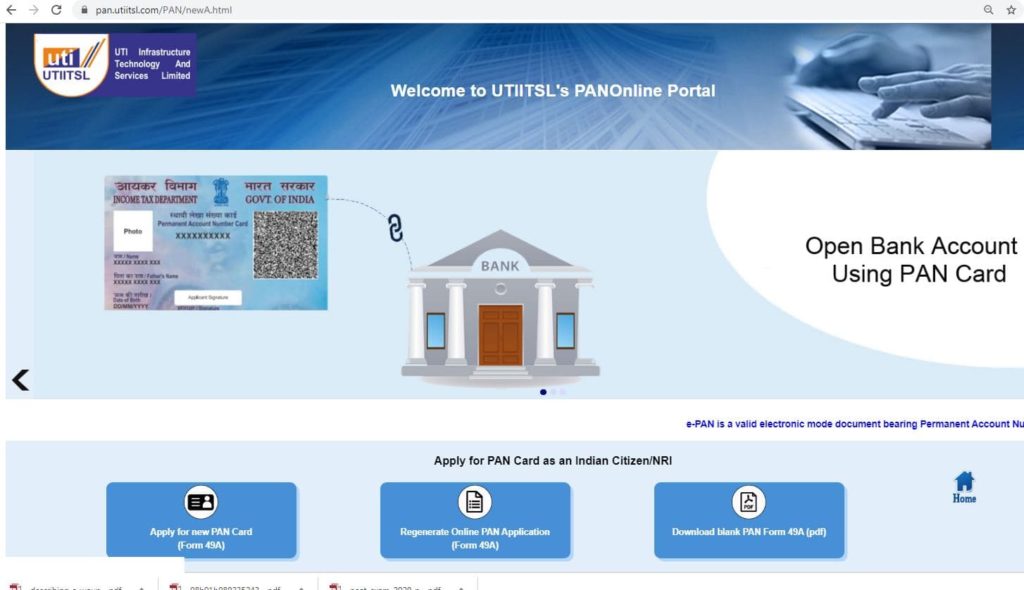 UTIITSL New PAN Application