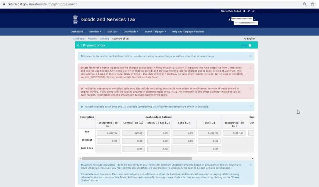 GST Payment of tax