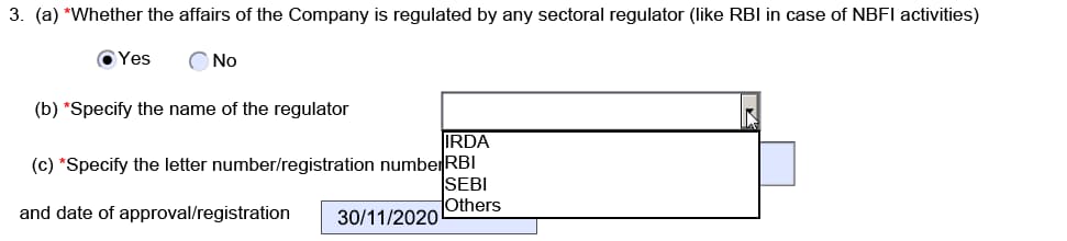 Company regulated by sectoral regulators