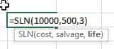 Depreciation using excel formula