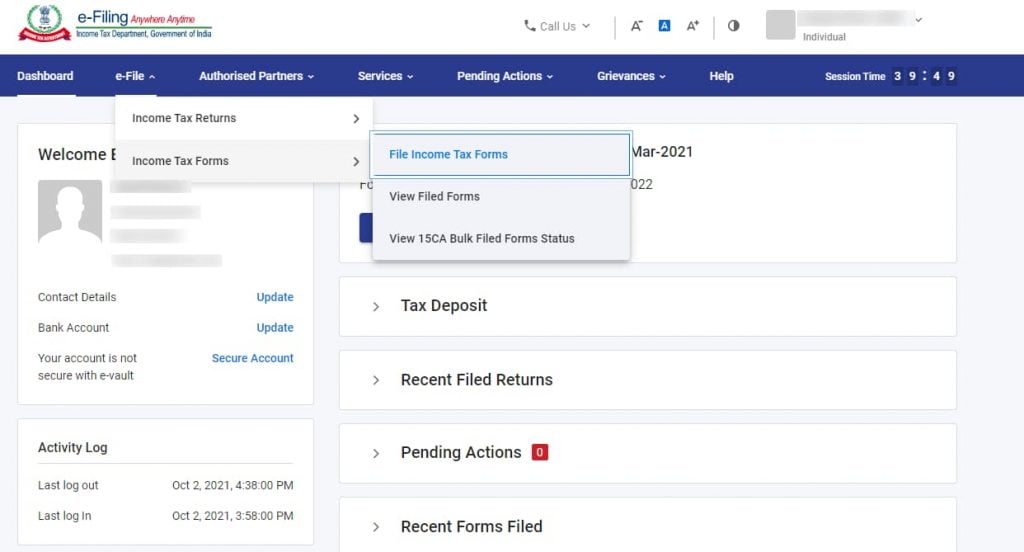 New Income tax Portal