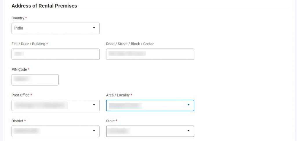 Rental address details