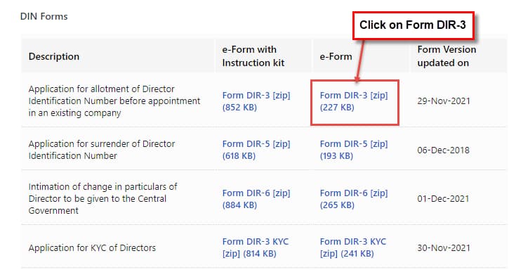 Click on Form DIR-3