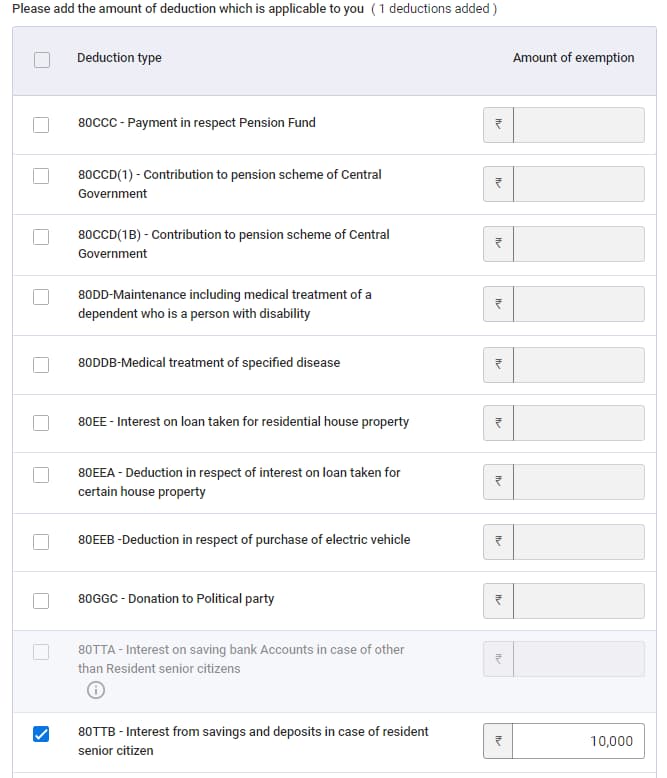 section 80ttb deduction
