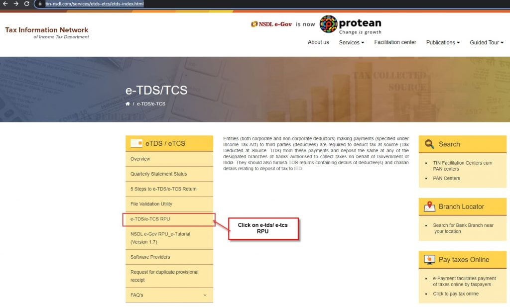 click on e-tds/e-tcs rpu